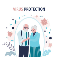  Old people characters is protected from viruses and diseases. Good immunity, vaccination and a healthy lifestyle.