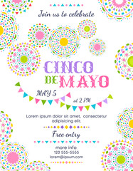 Cinco De Mayo announce poster template with bright decorative elements. - 331002388