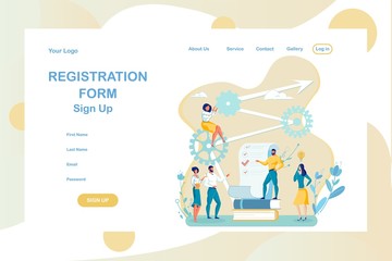 Signup Flat Vector Landing Page Design Template