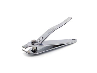 Close up of nail clipper or nail cutter isolated on white background.