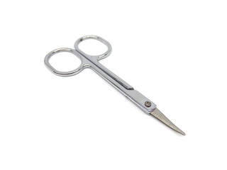 Nose hair scissors or nose hair clipper isolated on white background. Cuticle cutter. Cuticle scissors. Manicure scissors. Nail clipper. Nail cutter.