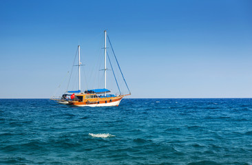 Fototapeta premium Ship at the Turquoise Coast of Turkey