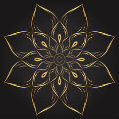Circle flower of mandala with vintage floral style, Vector mandala Oriental pattern, Hand drawn decorative element. Unique design with petal flower. Concept relax and meditation use for page logo book