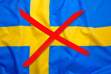 Crossed out flag of Sweden, curfew concept