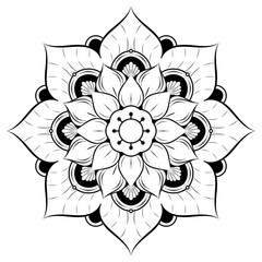 Circle flower of mandala with vintage floral style, Vector mandala Oriental pattern, Hand drawn decorative element. Unique design with petal flower. Concept relax and meditation use for page logo book