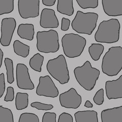 Stones handdrawn seamless gray pattern. Vector illustration.