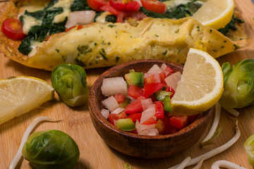 Fototapeta na wymiar Argentinian salsa criolla with omelet