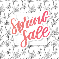 Spring sale Vector word sale .Letters made of flowers and leaves on a white background.