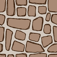 Stones handdrawn seamless brown pattern. Vector illustration.