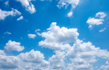 Clear blue sky and white clouds summer background