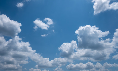 Clear blue sky and white clouds summer background