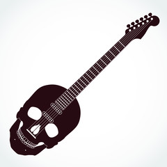 Obraz na płótnie Canvas skull electric guitar stylized design