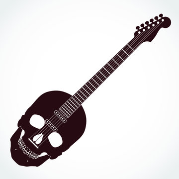 skull electric guitar stylized design