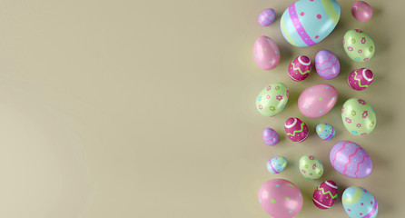 Easter composition on a color background - 3d rendering