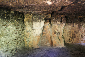  underground stones illuminated with different colors