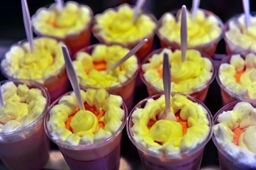 Ice cream in disposable glasses