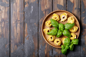 Raw traditional Itallian ravioli