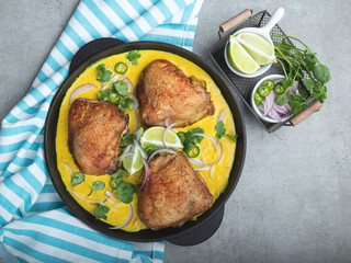 baked chicken thigh with curry sauce