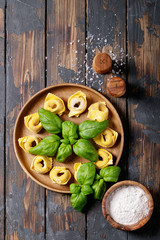 Raw traditional Itallian ravioli