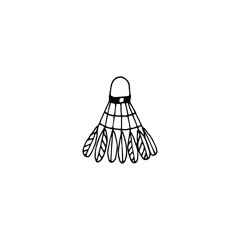 Badminton shuttlecocks for playing badminton. Outdoor summer games. Stock vector hand drawn illustration, isolated on white 
