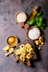 Raw traditional Itallian ravioli