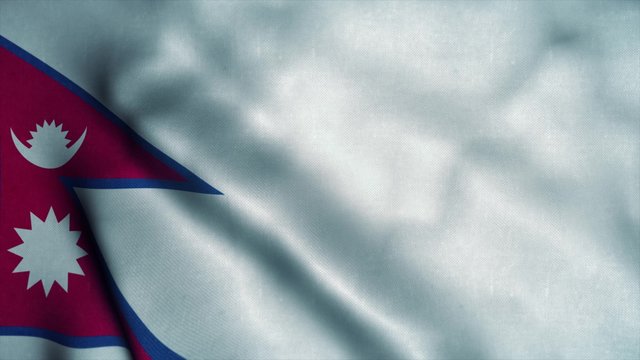 Nepal flag waving in the wind. National flag of Nepal. Sign of Nepal. 3d illustration