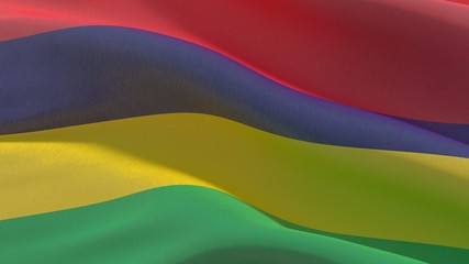 Waving flags of the world - flag of Mauritius. 3D illustration.