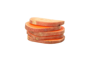 Sweet potato slices isolated on white background