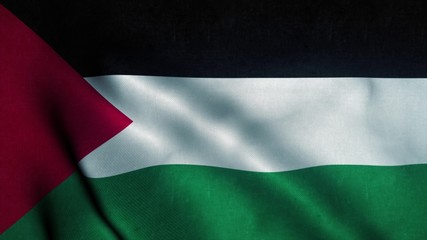 Palestine flag waving in the wind. National flag of Palestine. Sign of Palestine. 3d illustration