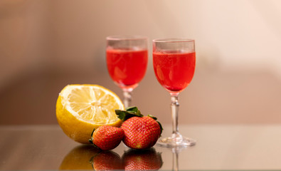 Red strawberries with various companies for parties