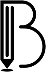 Letter B Logo design,with pencil vector.