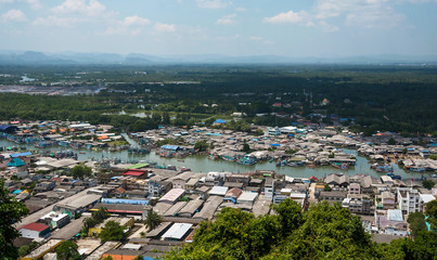 Fototapeta premium Aerial view Pak Nam Chumphon, Chumphon Thailand.