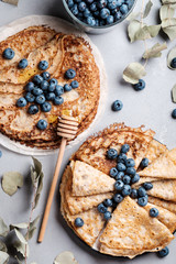 Pancakes with blueberry jam