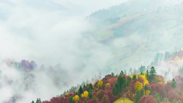 Foggy sunrise time lapse