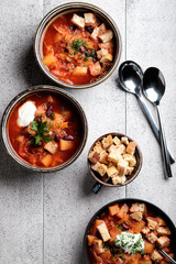Delicious homemade Russian folk borsch