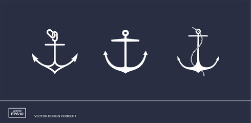 Set of anchor emblems. Modern minimal flat design style. Simple logotype templates. Vector illustration. © DDOK