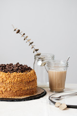 Carrot cake with curd cheese and dark chocolate