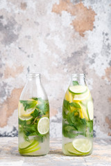 Homemade mint lemonade in a bottle