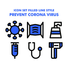 prevent corona virus set of vector icons