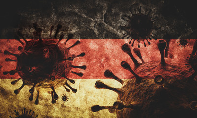 Coronavirus against Germany grunge flag. Virus causing epidemic