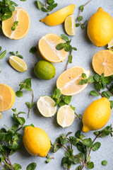 Fototapeta na wymiar Limes and lemons with mint