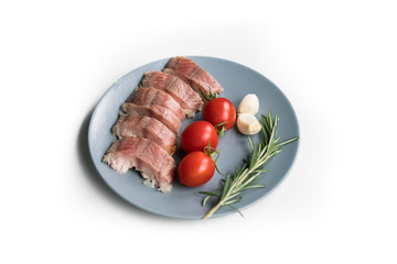 Fresh fish fillet, herbs and vegetables. Food background, ingredients on the table. Healthy food,...
