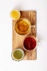 Variety of green, black and matcha tea