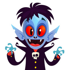 Cute cartoon vampire smiling. Vector illustration isolated