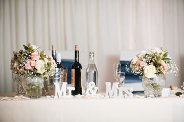 Flowers on a Wedding Register Reception Table