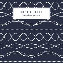 Obraz premium Nautical rope seamless pattern. Yacht style design. Vintage decorative background. Template for prints, wrapping paper, fabrics, covers, flyers, banners, posters and placards. Vector illustration.
