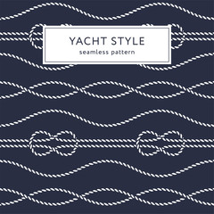 Obraz premium Nautical rope seamless pattern. Yacht style design. Vintage decorative background. Template for prints, wrapping paper, fabrics, covers, flyers, banners, posters and placards. Vector illustration. 