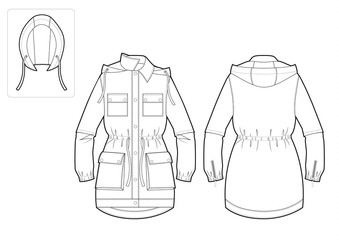 Vector illustration of women's parka. Front and back © Olesya