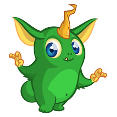 Funny cartoon monster. Vector illustration of cute monster creature.