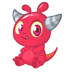 Funny cartoon monster. Vector illustration of cute monster creature.